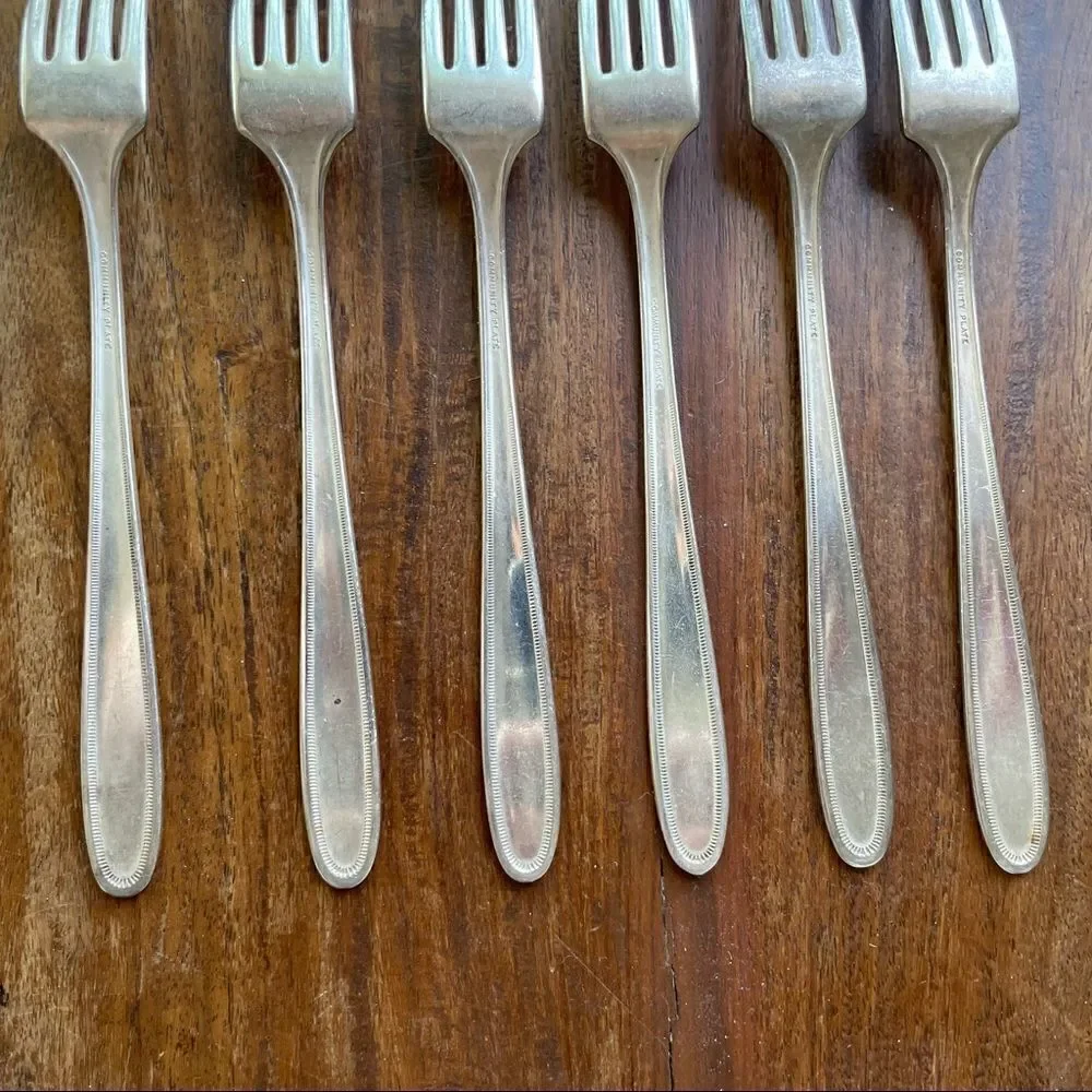 Antique 1921 Oneida Community Plate Grosvenor Grille Forks Set of 6 No Monogram